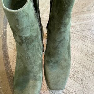 Charlotte Stone Olive Suede Heeled Boots